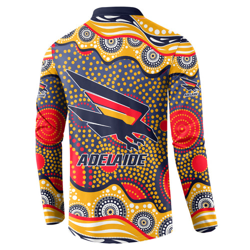Adelaide Crows Button Sweatshirt Aboriginal Dot Pattern - Football Mascot Heritage Pride