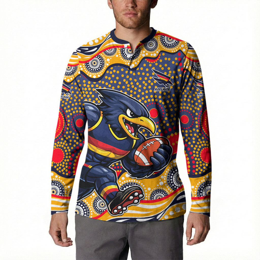 Adelaide Crows Button Sweatshirt Aboriginal Dot Pattern - Football Mascot Heritage Pride