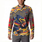 Adelaide Crows Button Sweatshirt Aboriginal Dot Pattern - Football Mascot Heritage Pride