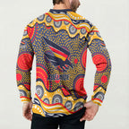 Adelaide Crows Button Sweatshirt Aboriginal Dot Pattern - Football Mascot Heritage Pride