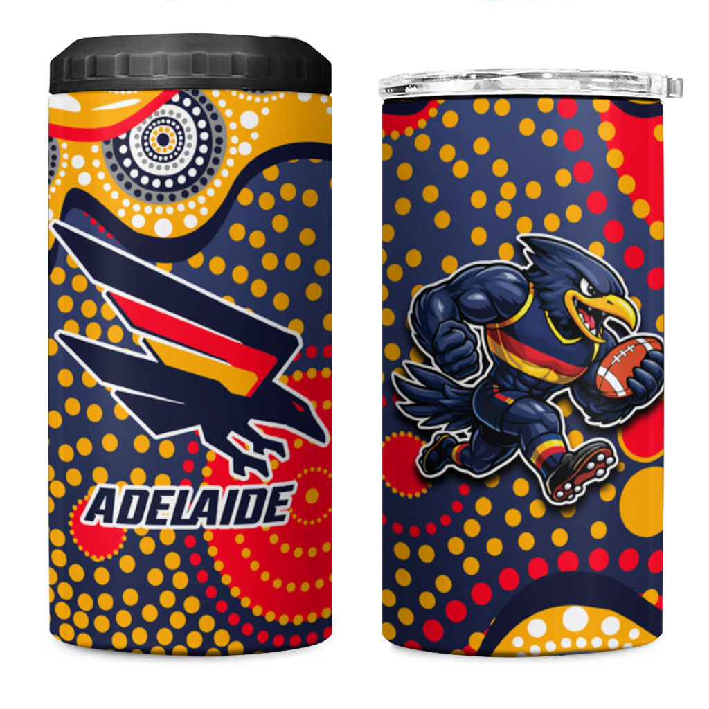 Adelaide Crows 4 in 1 Can Cooler Tumbler Aboriginal Dot Pattern - Football Mascot Heritage Pride