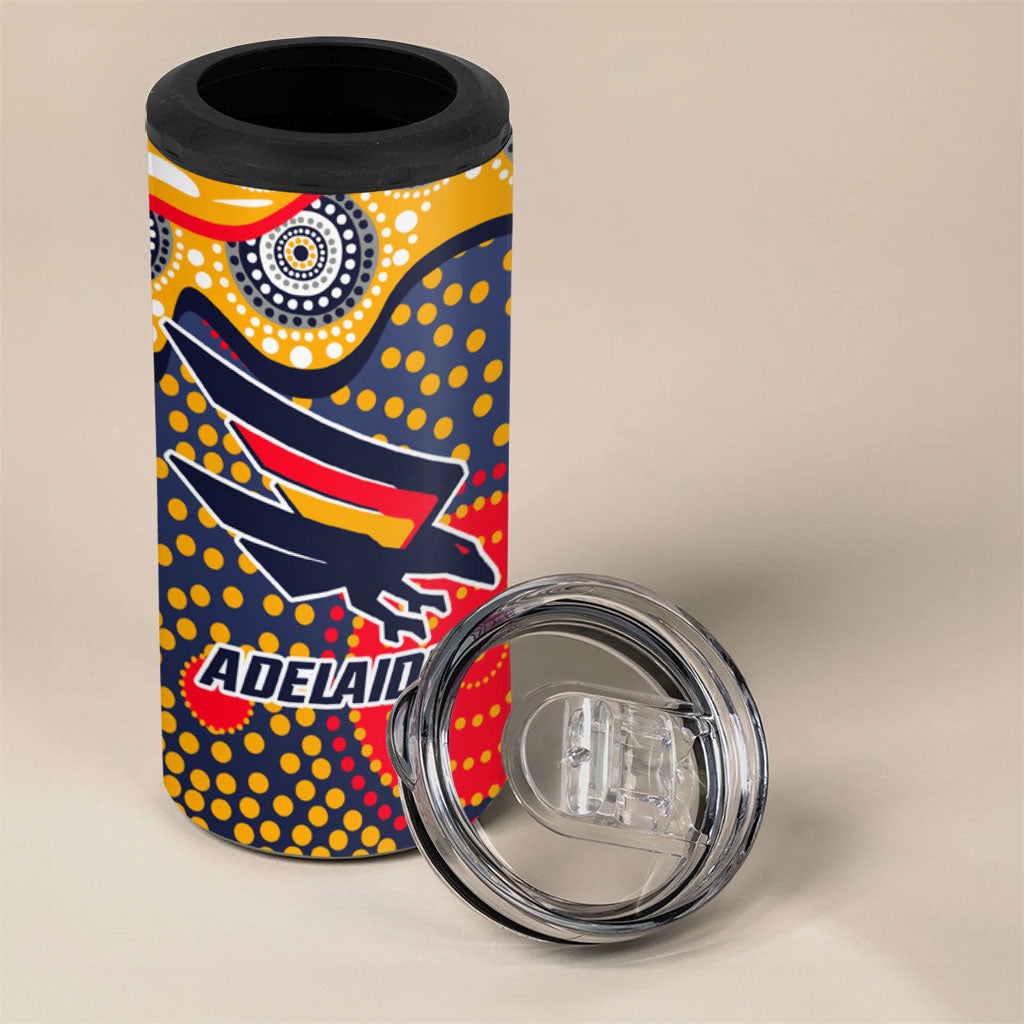 Adelaide Crows 4 in 1 Can Cooler Tumbler Aboriginal Dot Pattern - Football Mascot Heritage Pride