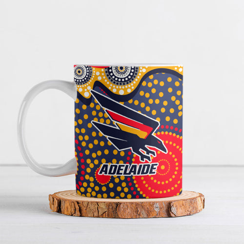 Adelaide Crows Ceramic Mug Aboriginal Dot Pattern - Football Mascot Heritage Pride