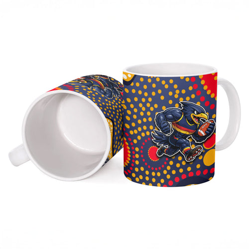 Adelaide Crows Ceramic Mug Aboriginal Dot Pattern - Football Mascot Heritage Pride