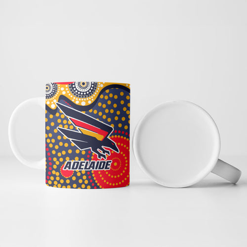 Adelaide Crows Ceramic Mug Aboriginal Dot Pattern - Football Mascot Heritage Pride