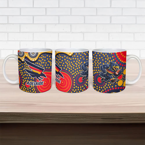 Adelaide Crows Ceramic Mug Aboriginal Dot Pattern - Football Mascot Heritage Pride