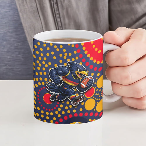Adelaide Crows Ceramic Mug Aboriginal Dot Pattern - Football Mascot Heritage Pride