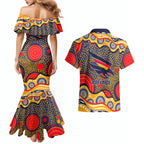 Adelaide Crows Couples Matching Mermaid Dress and Hawaiian Shirt Aboriginal Dot Pattern - Football Mascot Heritage Pride