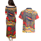 Adelaide Crows Couples Matching Puletasi and Hawaiian Shirt Aboriginal Dot Pattern - Football Mascot Heritage Pride