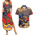 Adelaide Crows Couples Matching Summer Maxi Dress and Hawaiian Shirt Aboriginal Dot Pattern - Football Mascot Heritage Pride