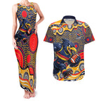 Adelaide Crows Couples Matching Tank Maxi Dress and Hawaiian Shirt Aboriginal Dot Pattern - Football Mascot Heritage Pride