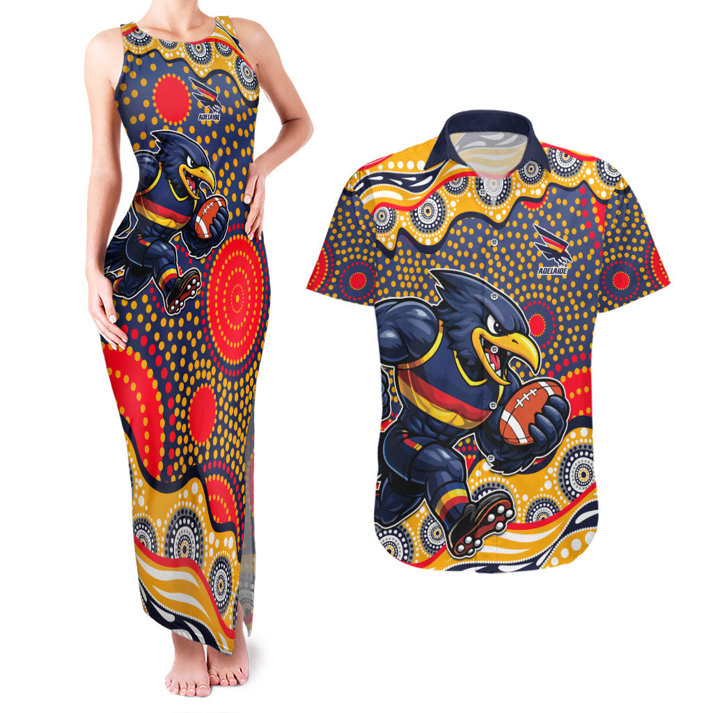 Adelaide Crows Couples Matching Tank Maxi Dress and Hawaiian Shirt Aboriginal Dot Pattern - Football Mascot Heritage Pride