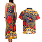 Adelaide Crows Couples Matching Tank Maxi Dress and Hawaiian Shirt Aboriginal Dot Pattern - Football Mascot Heritage Pride