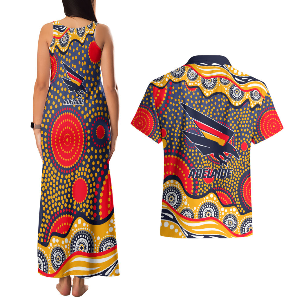 Adelaide Crows Couples Matching Tank Maxi Dress and Hawaiian Shirt Aboriginal Dot Pattern - Football Mascot Heritage Pride