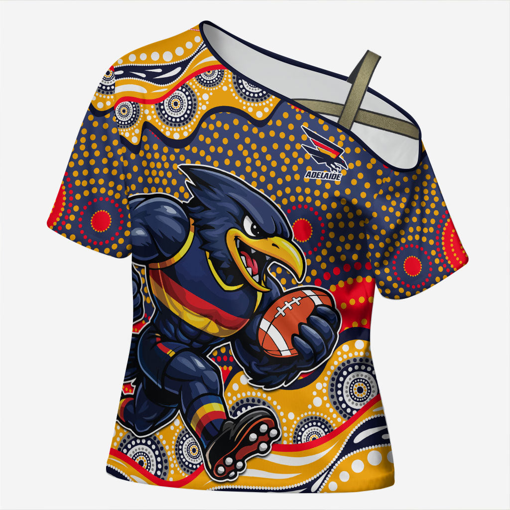 Adelaide Crows Cross Shoulder Shirt Aboriginal Dot Pattern - Football Mascot Heritage Pride