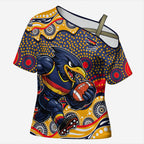 Adelaide Crows Cross Shoulder Shirt Aboriginal Dot Pattern - Football Mascot Heritage Pride