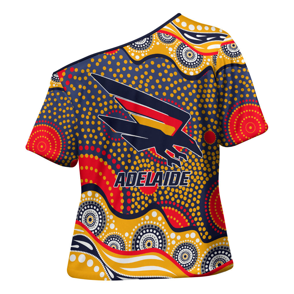 Adelaide Crows Cross Shoulder Shirt Aboriginal Dot Pattern - Football Mascot Heritage Pride