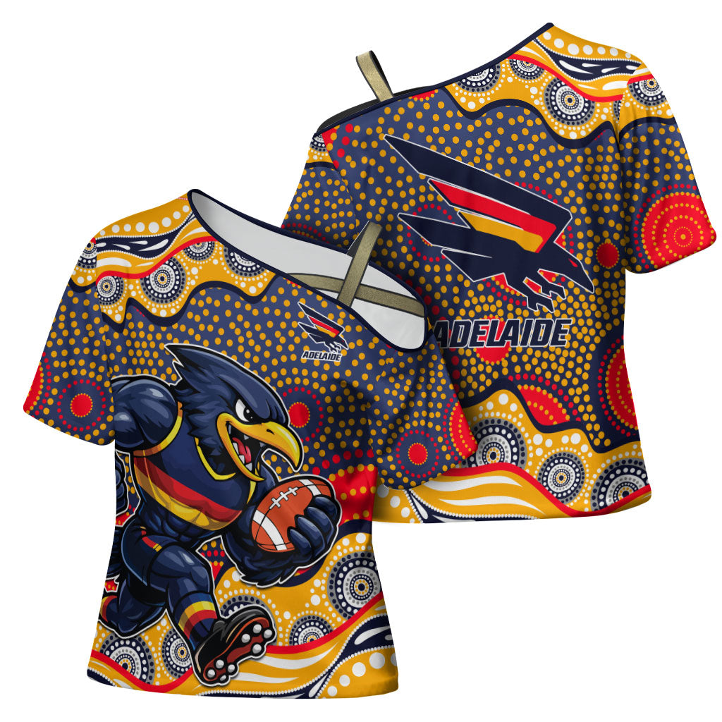 Adelaide Crows Cross Shoulder Shirt Aboriginal Dot Pattern - Football Mascot Heritage Pride