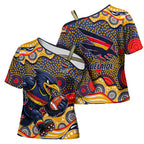 Adelaide Crows Cross Shoulder Shirt Aboriginal Dot Pattern - Football Mascot Heritage Pride