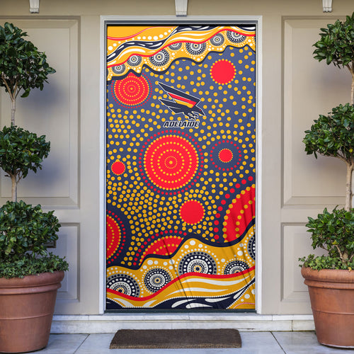 Adelaide Crows Door Cover Aboriginal Dot Pattern - Football Mascot Heritage Pride