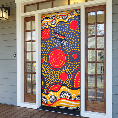 Adelaide Crows Door Cover Aboriginal Dot Pattern - Football Mascot Heritage Pride