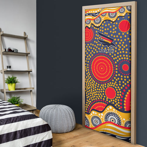Adelaide Crows Door Cover Aboriginal Dot Pattern - Football Mascot Heritage Pride