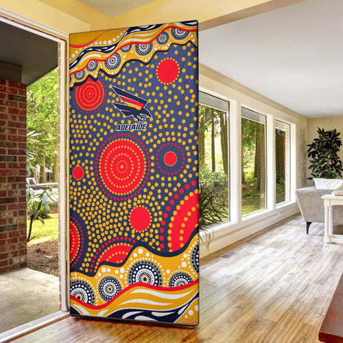 Adelaide Crows Door Cover Aboriginal Dot Pattern - Football Mascot Heritage Pride