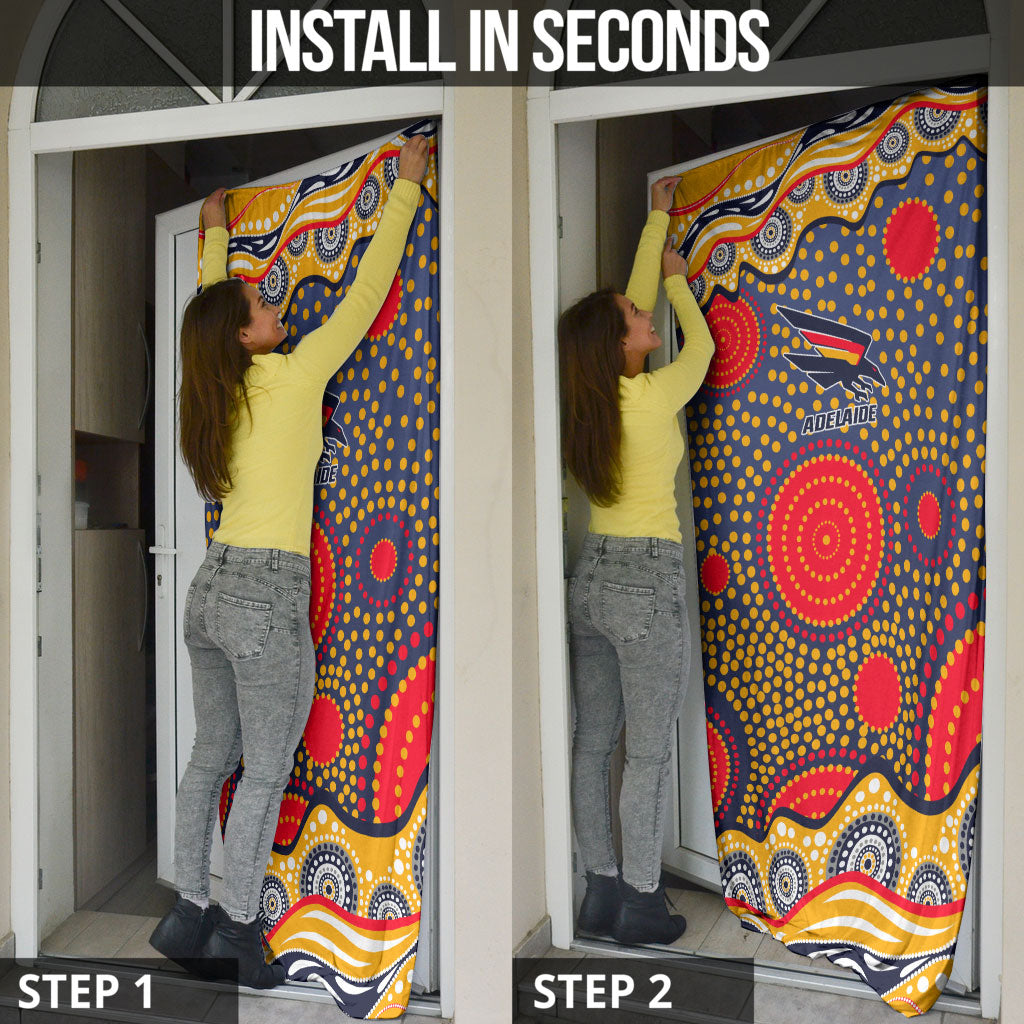 Adelaide Crows Door Cover Aboriginal Dot Pattern - Football Mascot Heritage Pride