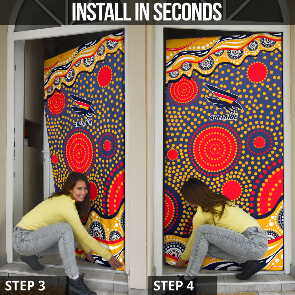 Adelaide Crows Door Cover Aboriginal Dot Pattern - Football Mascot Heritage Pride