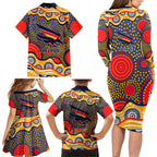 Adelaide Crows Family Matching Long Sleeve Bodycon Dress and Hawaiian Shirt Aboriginal Dot Pattern - Football Mascot Heritage Pride