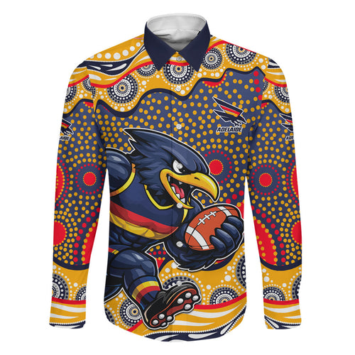 Adelaide Crows Family Matching Mermaid Dress and Hawaiian Shirt Aboriginal Dot Pattern - Football Mascot Heritage Pride