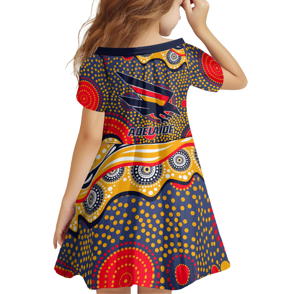Adelaide Crows Family Matching Off Shoulder Short Dress and Hawaiian Shirt Aboriginal Dot Pattern - Football Mascot Heritage Pride