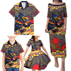 Adelaide Crows Family Matching Puletasi and Hawaiian Shirt Aboriginal Dot Pattern - Football Mascot Heritage Pride