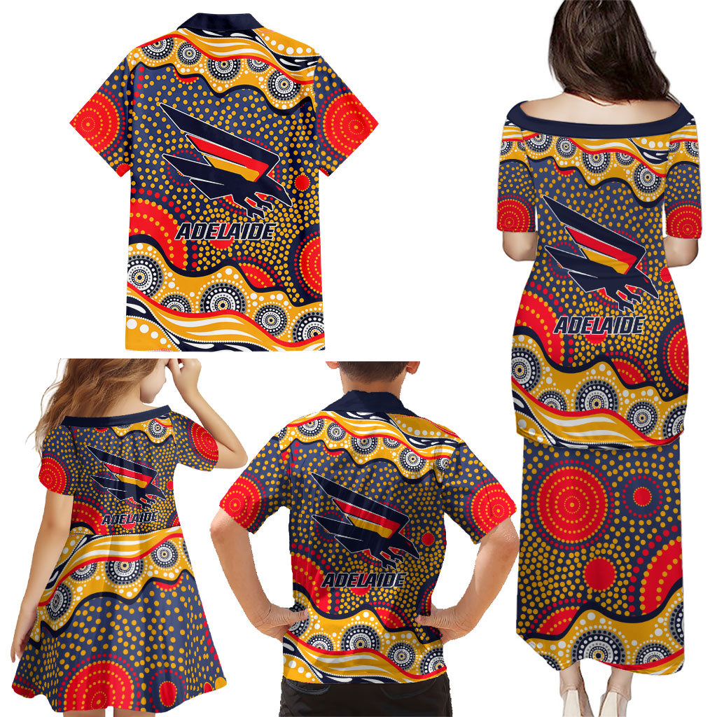 Adelaide Crows Family Matching Puletasi and Hawaiian Shirt Aboriginal Dot Pattern - Football Mascot Heritage Pride