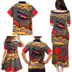 Adelaide Crows Family Matching Puletasi and Hawaiian Shirt Aboriginal Dot Pattern - Football Mascot Heritage Pride