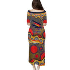 Adelaide Crows Family Matching Puletasi and Hawaiian Shirt Aboriginal Dot Pattern - Football Mascot Heritage Pride