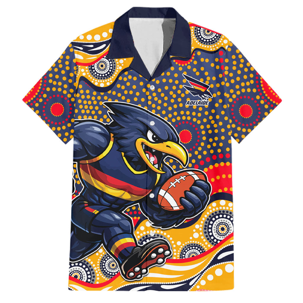 Adelaide Crows Family Matching Summer Maxi Dress and Hawaiian Shirt Aboriginal Dot Pattern - Football Mascot Heritage Pride