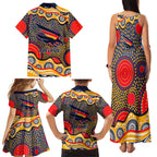 Adelaide Crows Family Matching Tank Maxi Dress and Hawaiian Shirt Aboriginal Dot Pattern - Football Mascot Heritage Pride