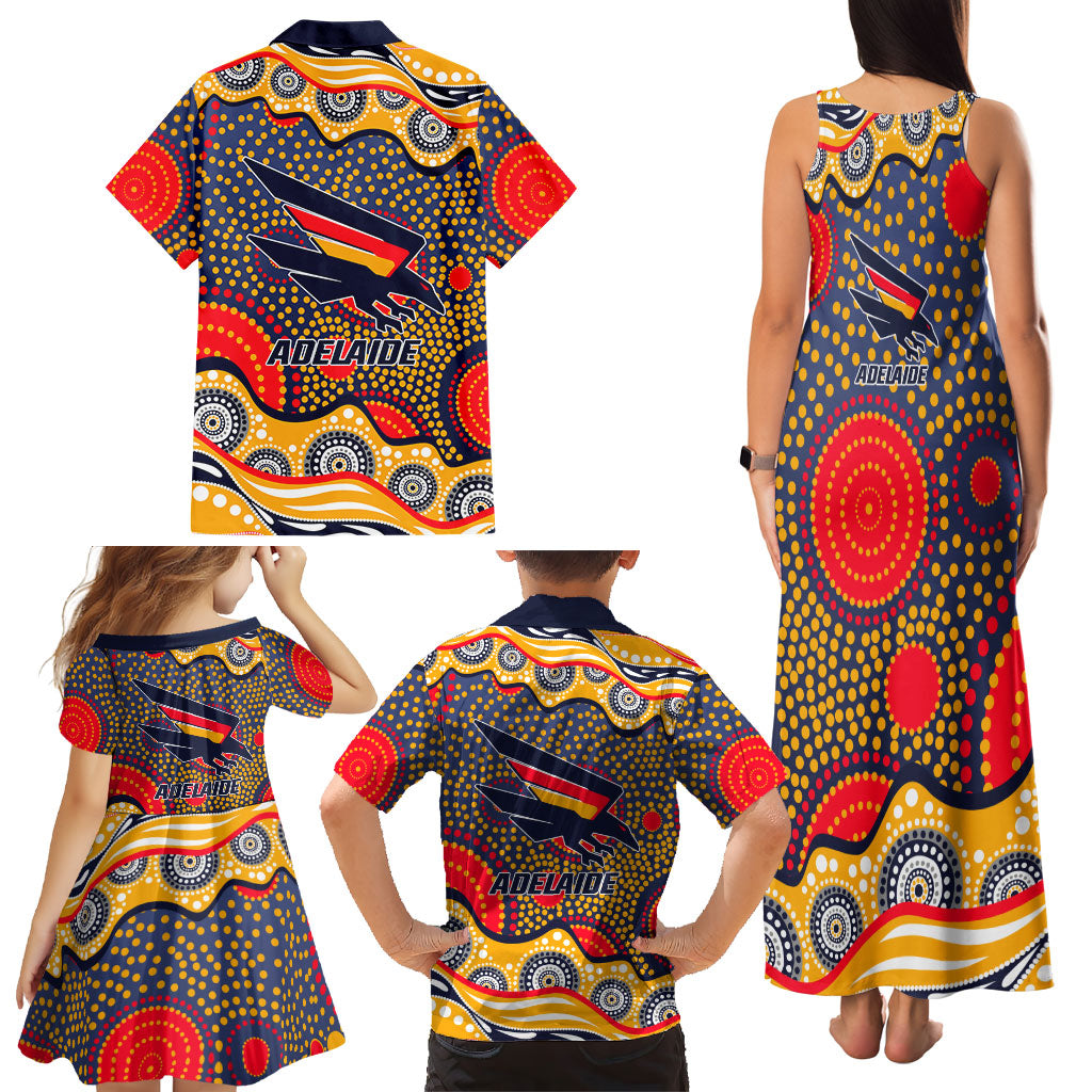 Adelaide Crows Family Matching Tank Maxi Dress and Hawaiian Shirt Aboriginal Dot Pattern - Football Mascot Heritage Pride
