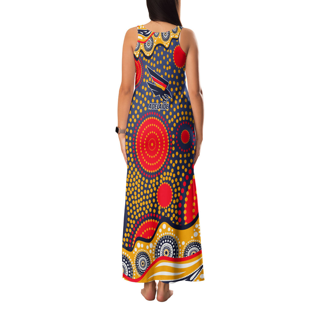 Adelaide Crows Family Matching Tank Maxi Dress and Hawaiian Shirt Aboriginal Dot Pattern - Football Mascot Heritage Pride