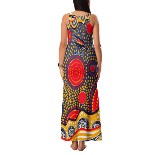 Adelaide Crows Family Matching Tank Maxi Dress and Hawaiian Shirt Aboriginal Dot Pattern - Football Mascot Heritage Pride