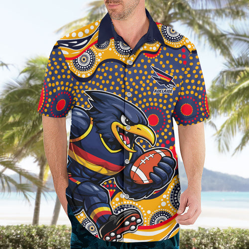 Adelaide Crows Hawaiian Shirt Aboriginal Dot Pattern - Football Mascot Heritage Pride