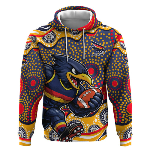 Adelaide Crows Hoodie Aboriginal Dot Pattern - Football Mascot Heritage Pride