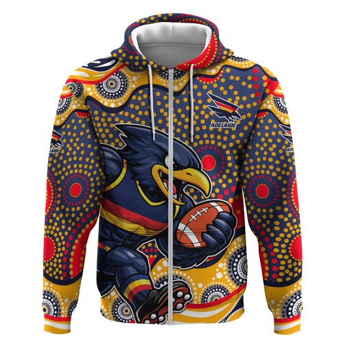 Adelaide Crows Hoodie Aboriginal Dot Pattern - Football Mascot Heritage Pride