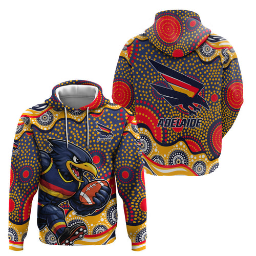 Adelaide Crows Hoodie Aboriginal Dot Pattern - Football Mascot Heritage Pride