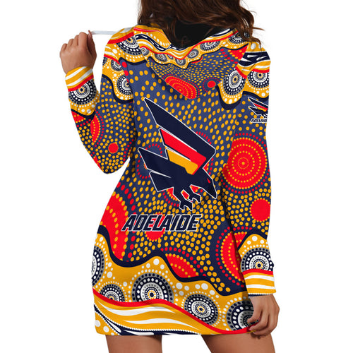 Adelaide Crows Hoodie Dress Aboriginal Dot Pattern - Football Mascot Heritage Pride