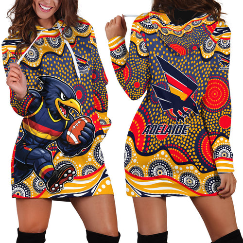Adelaide Crows Hoodie Dress Aboriginal Dot Pattern - Football Mascot Heritage Pride