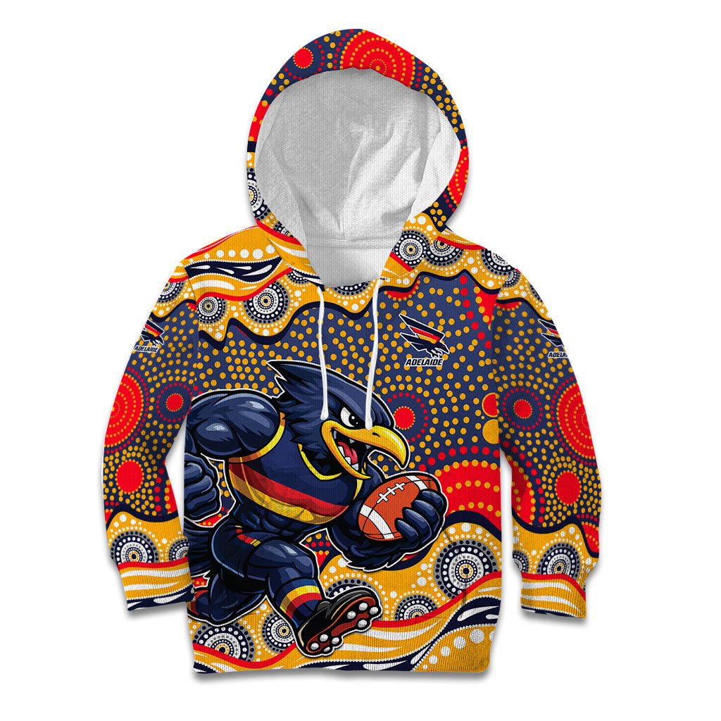 Adelaide Crows Kid Hoodie Aboriginal Dot Pattern - Football Mascot Heritage Pride