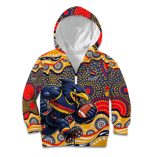 Adelaide Crows Kid Hoodie Aboriginal Dot Pattern - Football Mascot Heritage Pride