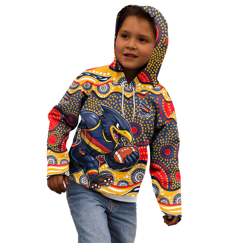 Adelaide Crows Kid Hoodie Aboriginal Dot Pattern - Football Mascot Heritage Pride